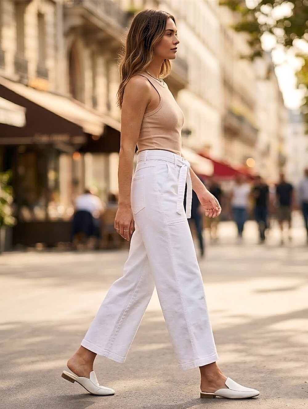 HUDSON Women's Wide-Leg Belt Mid-Rise White Jeans Size 10/30 (Medium)Trendy Pant - Picture 7 of 13